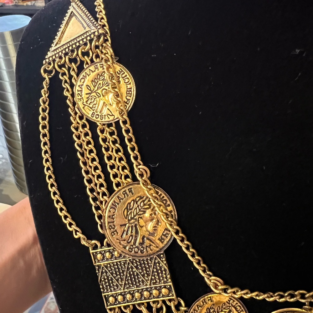 Gold Coin Statement Necklace - Picture 4 of 4